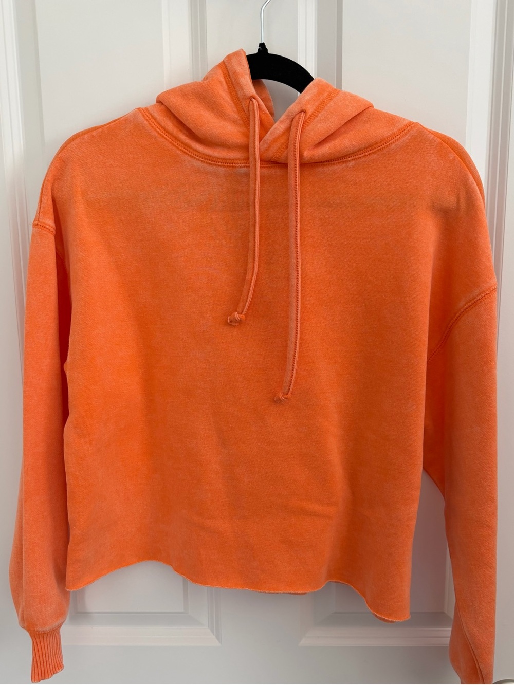 Zenana Outfitters Washed Cropped Hoodie in Bright Orange